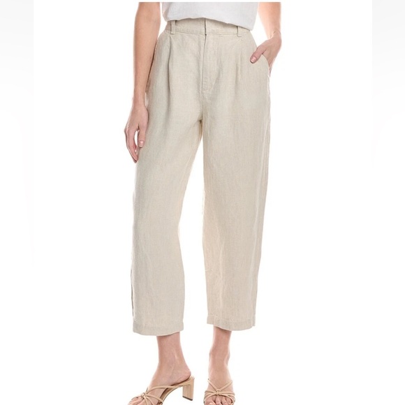 Bella Dahl Pants - Bella Dahl Relaxed Pleat Front Linen Trouser Sand Size M